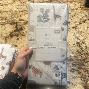 Pottery Barn Baby Safari Tencel Crib Sheet - White and Brown